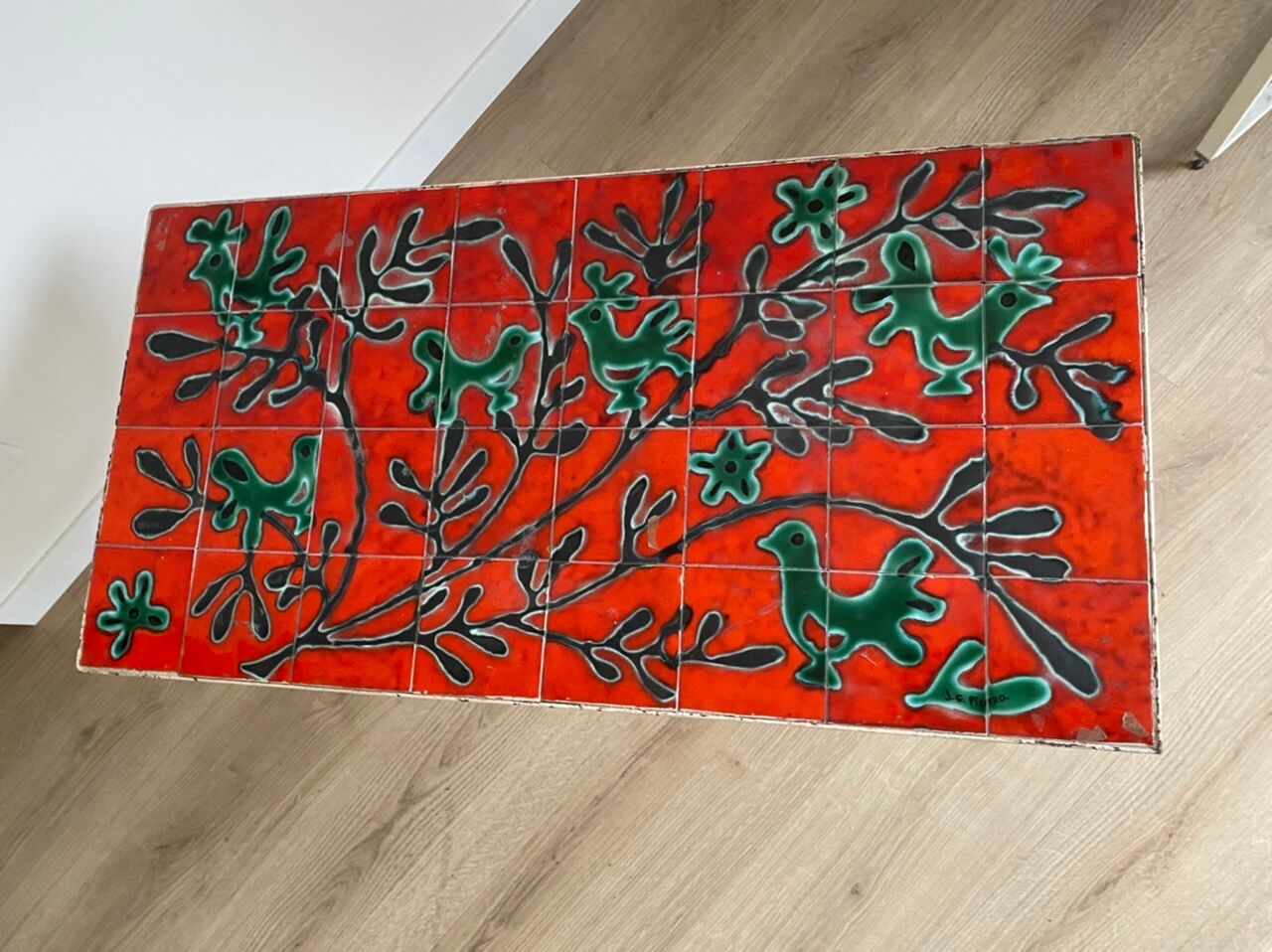Ceramic coffee table signed JG Picard