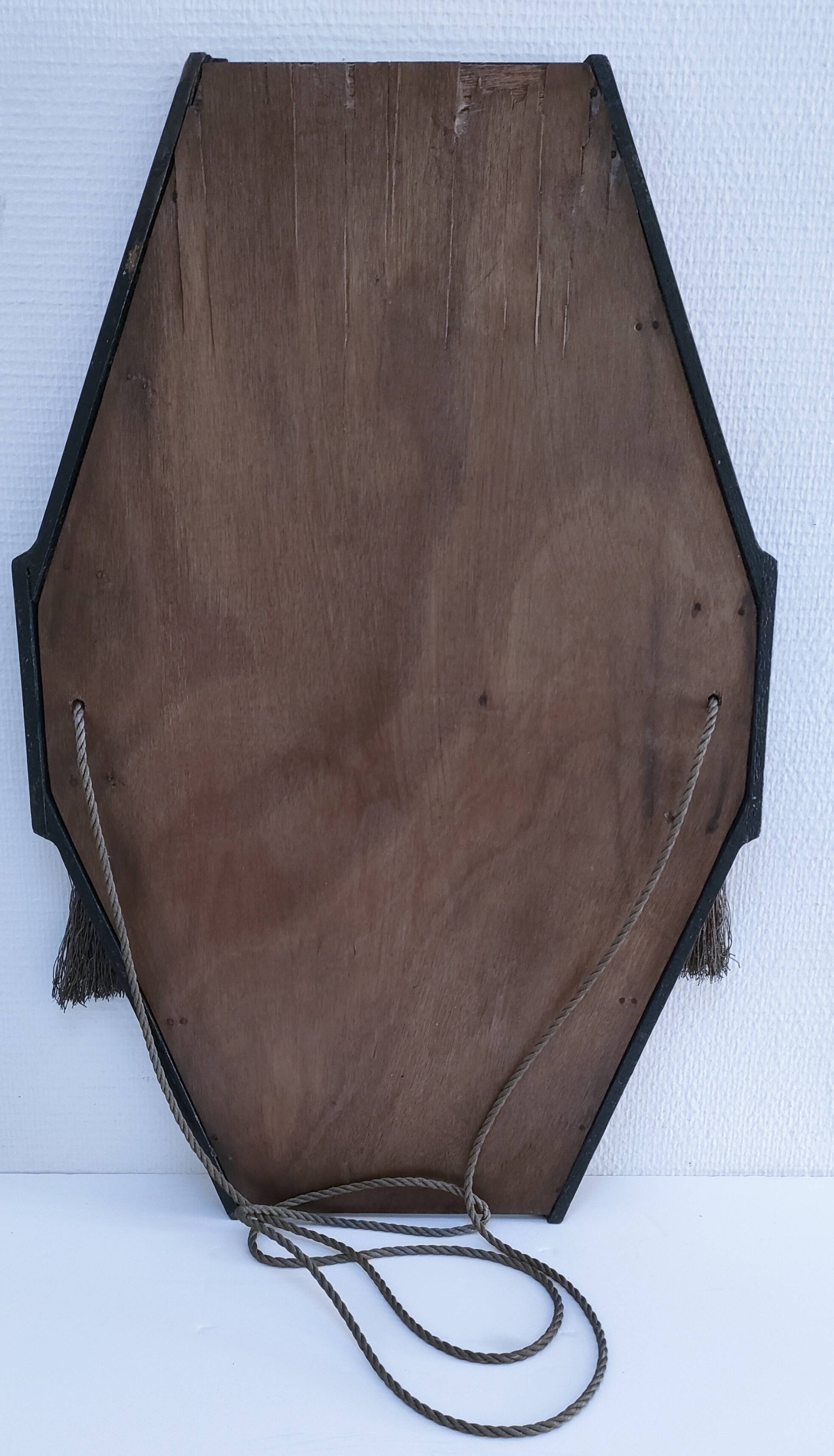 Miroir Art Déco en bois, stuc et passementerie