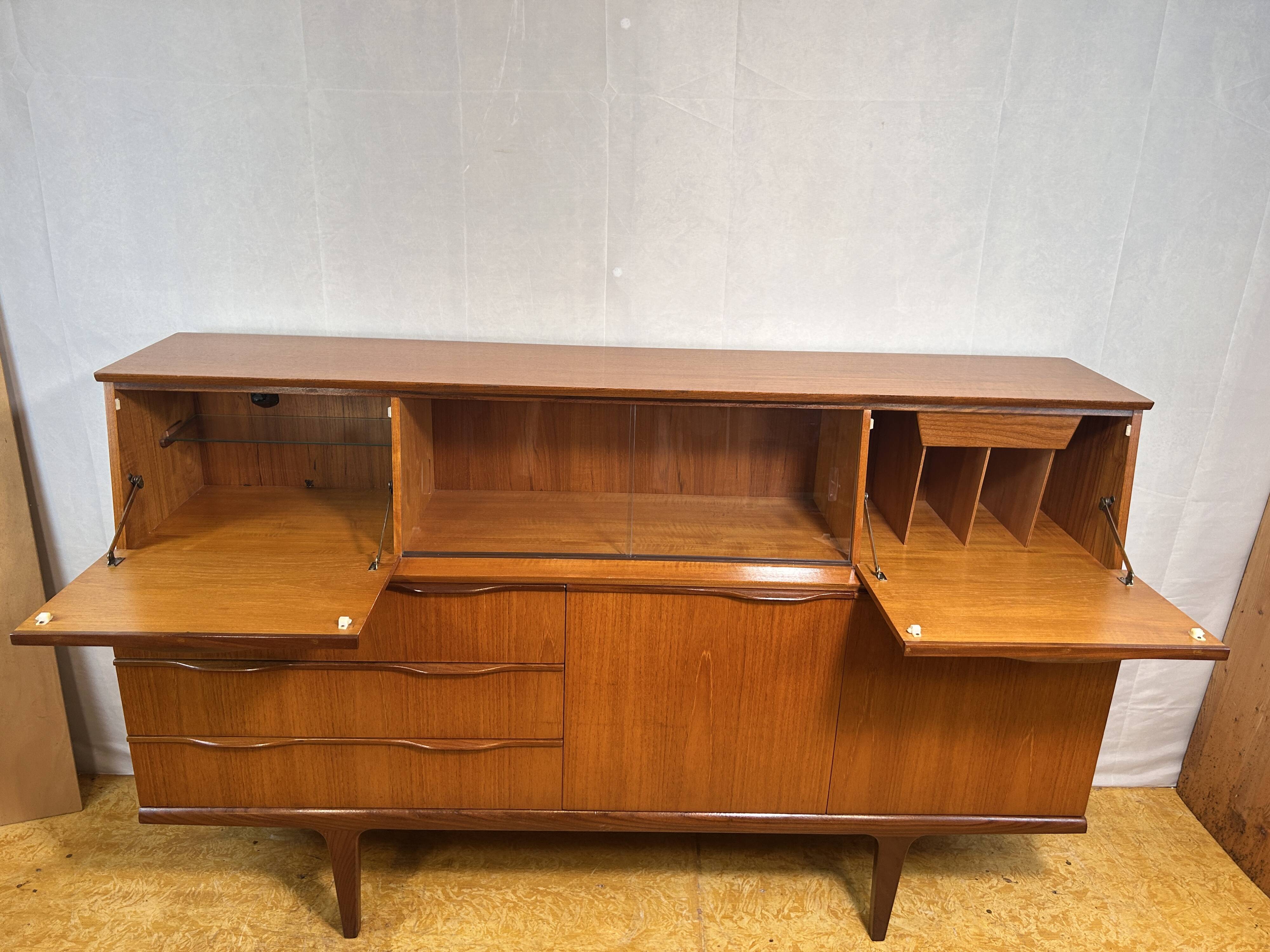 Mid Century Retro Vintage Teak Sideboard 1960 Bureau Flap + Cocktail Bar