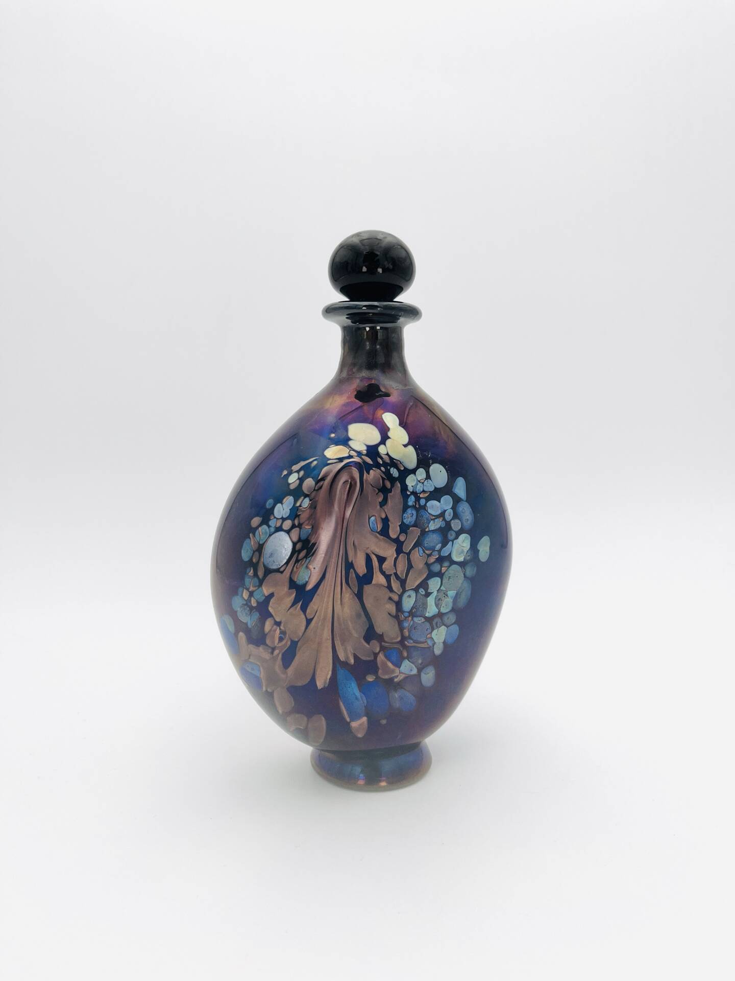 Perfume Bottle Robert Pierini Studio Glass 1984 Iridescent 21.5cm
