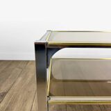 Chrome and smoked glass coffee table with double top from the 1970s.