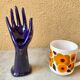 Vase baguier hand soliflore ceramic enamelled vintage 70s