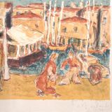 Port of Marseille 1977 Original Lithograph Signed Arlandis Antoine