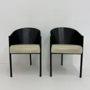 Postmodern set of 2 leather chairs  Italy, 1980