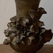 Pair of slip vases, ceramic with golden patina, signed Édouard Gilles.