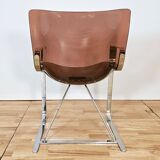 Apelbaum-Paris, pair of armchairs attributed to Raphaël in smoked plexiglass and chrome, 1960/1970