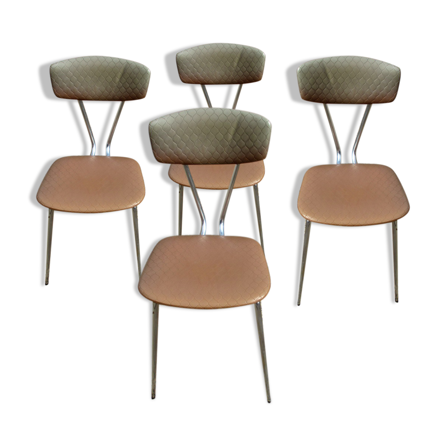 Série de 4 chaises en skaï et chrome années 60