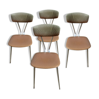 Série de 4 chaises en skaï et chrome années 60