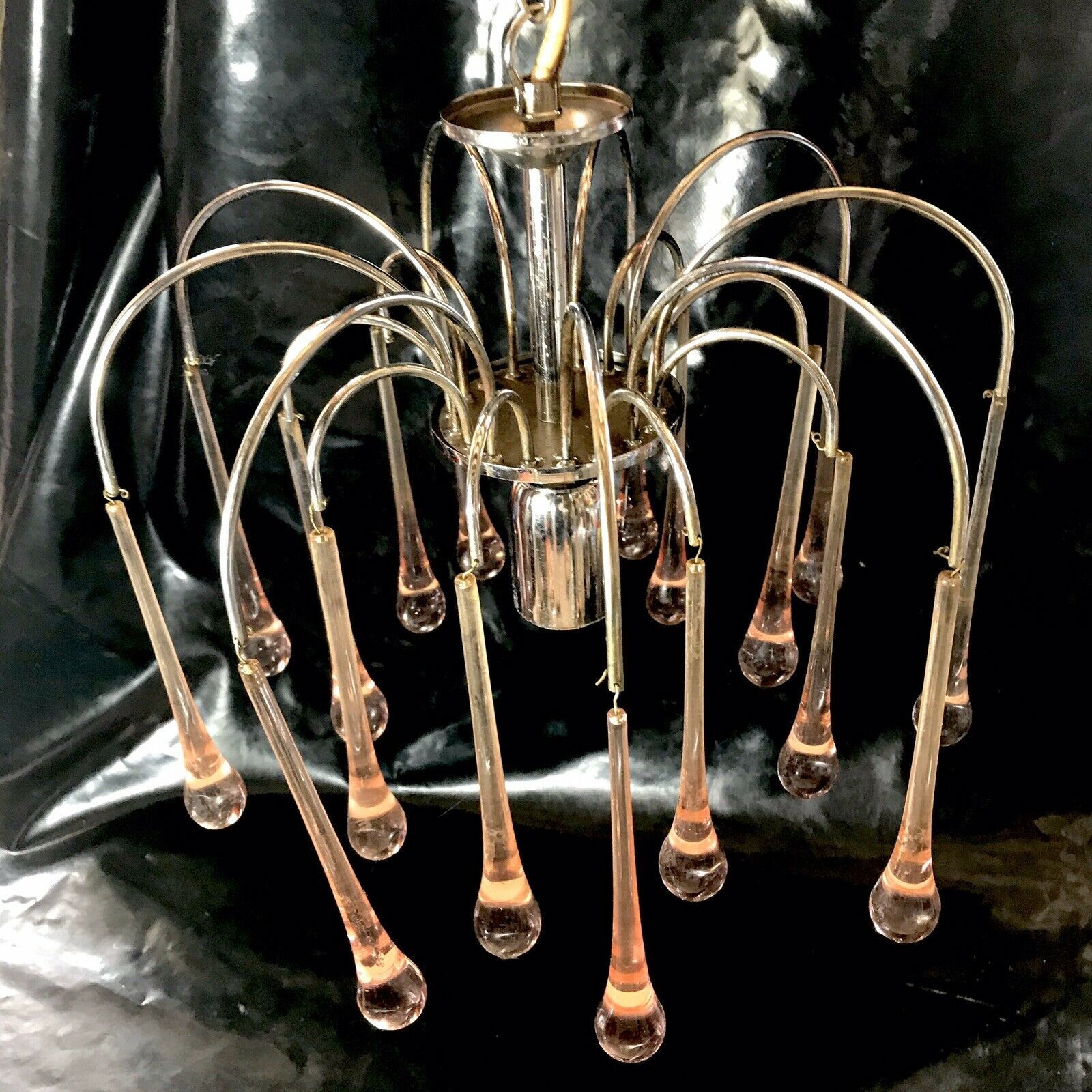 Lustre design year 70 drops of water Murano chrome