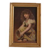 Jeune fille au tambourin Provence peinture ancienne HSP