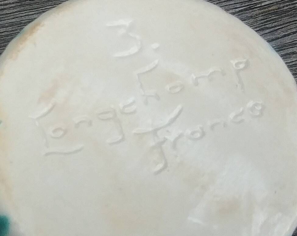 Glazed ceramic dinette from the Longchamp earthenware factory France vintage 60s abstract decor