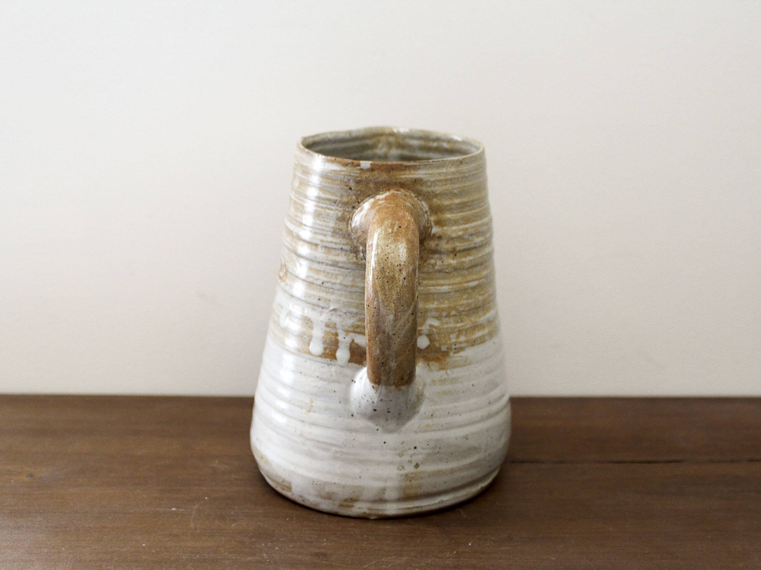 Glazed stoneware pitcher Pierre Lion Puisaye sandstone