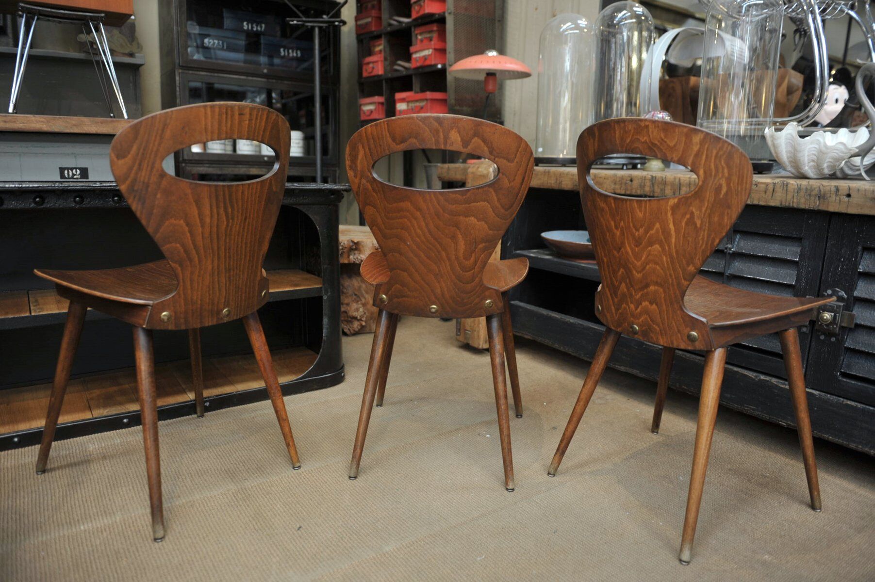 Baumann 1950s curved beech mid-century chair