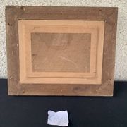 Painting French school 19th century oil on panel woman in undergrowth Old frame