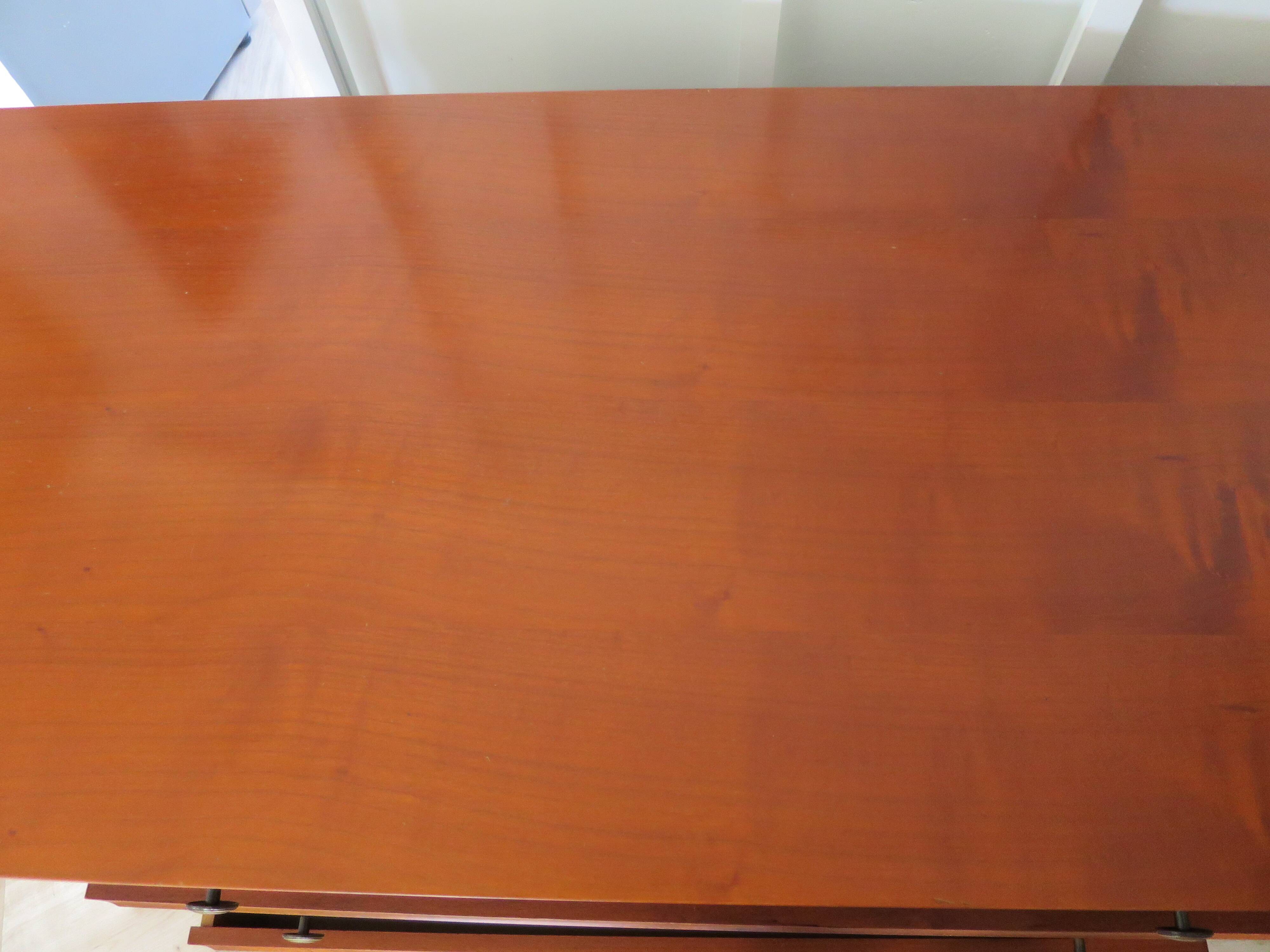 Cherry wood ogee chest of drawers - 4 drawers - 80s - long chest of drawers - Louis Philippe style