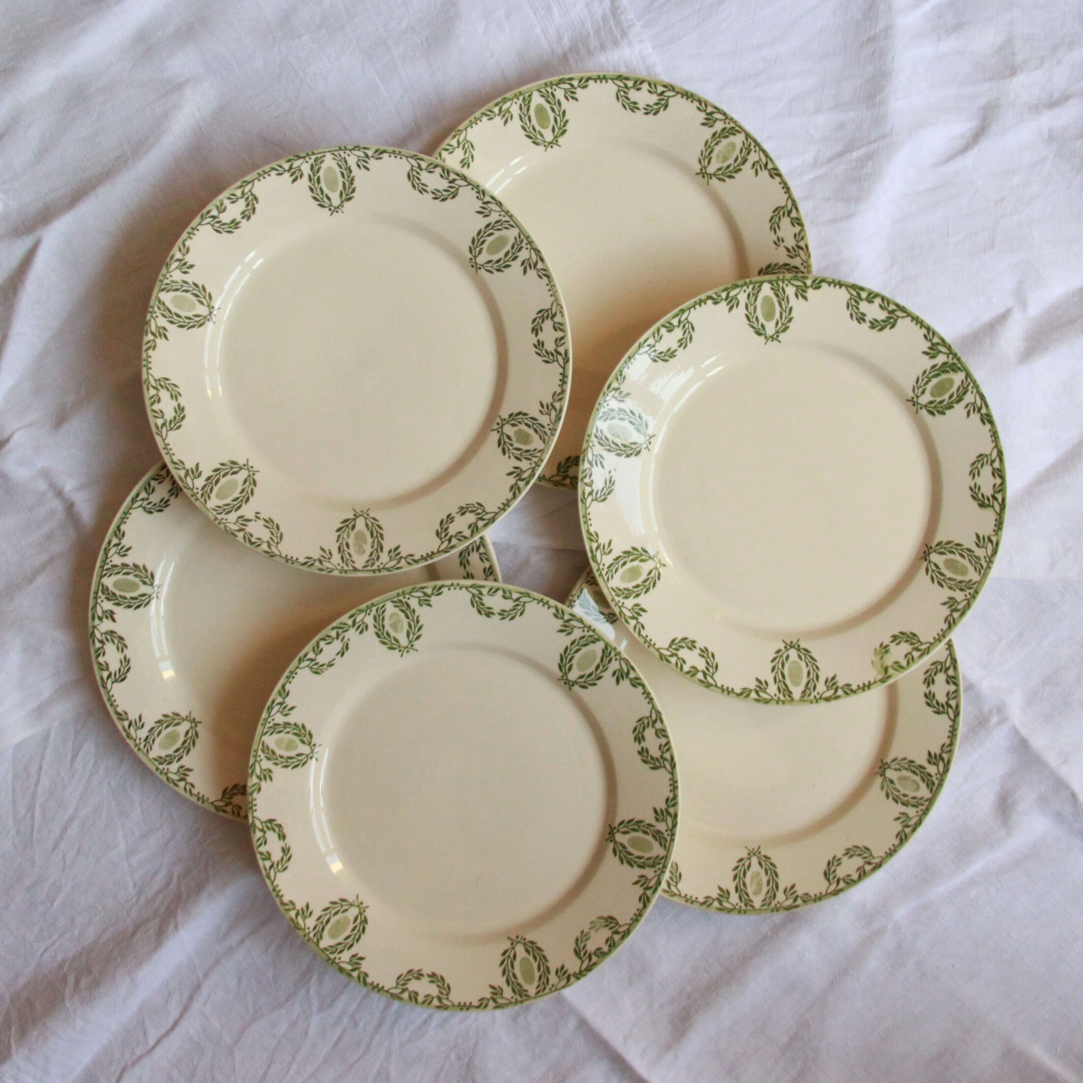 Set of 6 plates flat old earthenware Sarreguemines U et Cie model Arcole