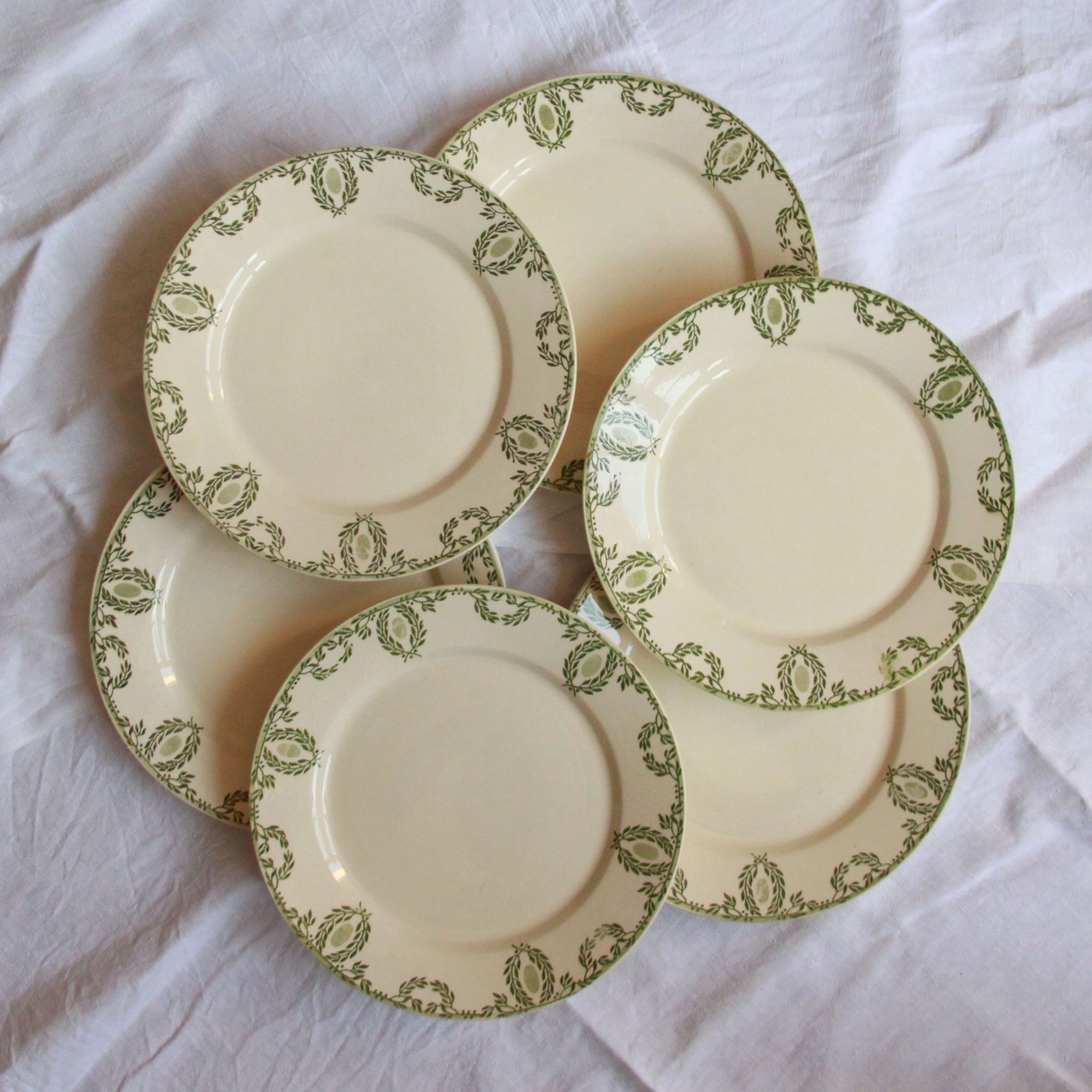 Set of 6 plates flat old earthenware Sarreguemines U et Cie model Arcole