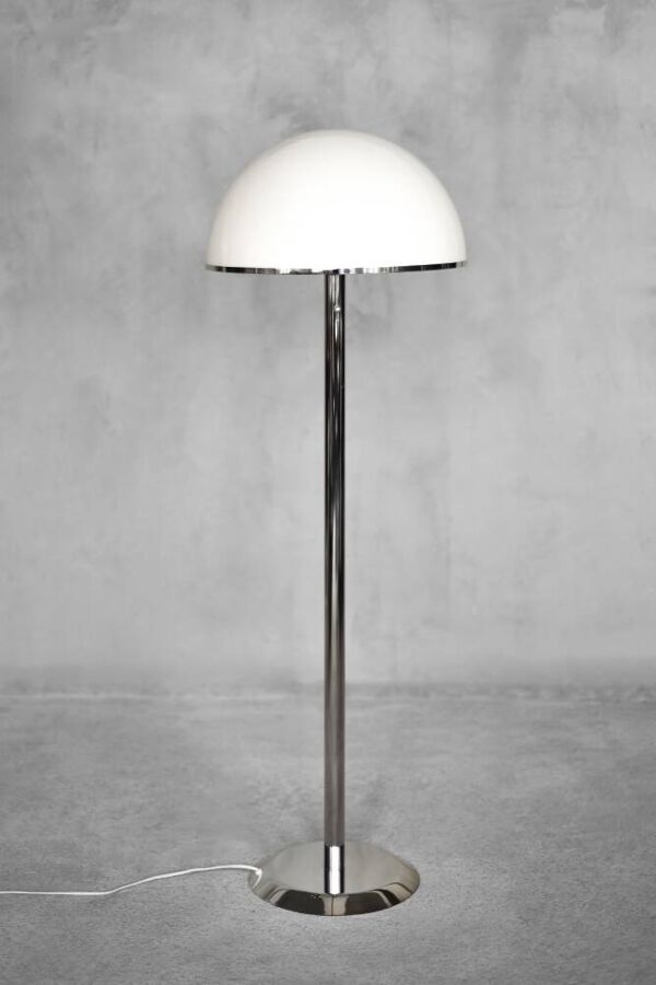 Rare Vintage Swedish Chrome & White Acrylic Floor Lamp NAFA type 504