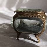 Napoleon III jewellery box bevelled glass engraved box box