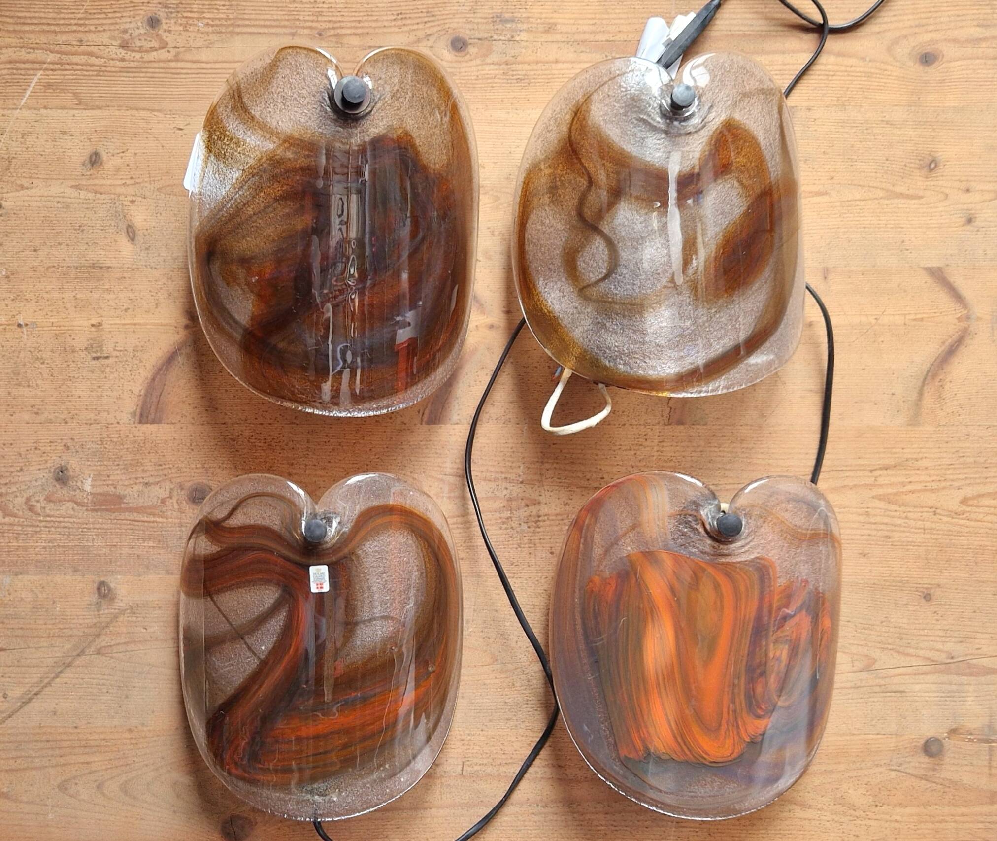 Set of 2 glassplattelampet wall sconces by Per Lütken for Holmegaard, Denmark 1970's