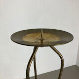 Modernist sculptural brutalist floor brass candleholder, Germany, 1950s
