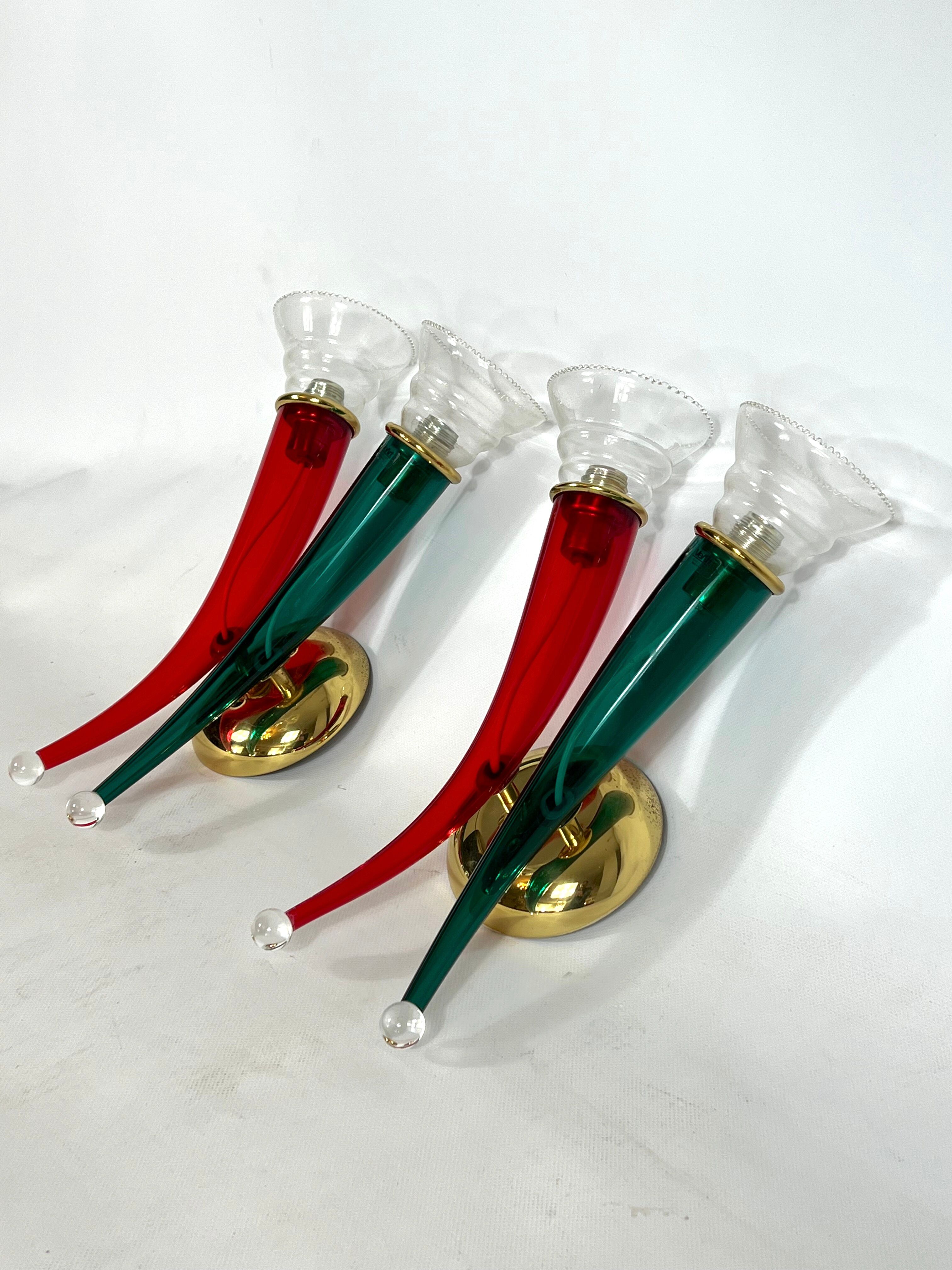 Vintage Pair of Murano glass sconces signed by VeArt, Italy 1970s