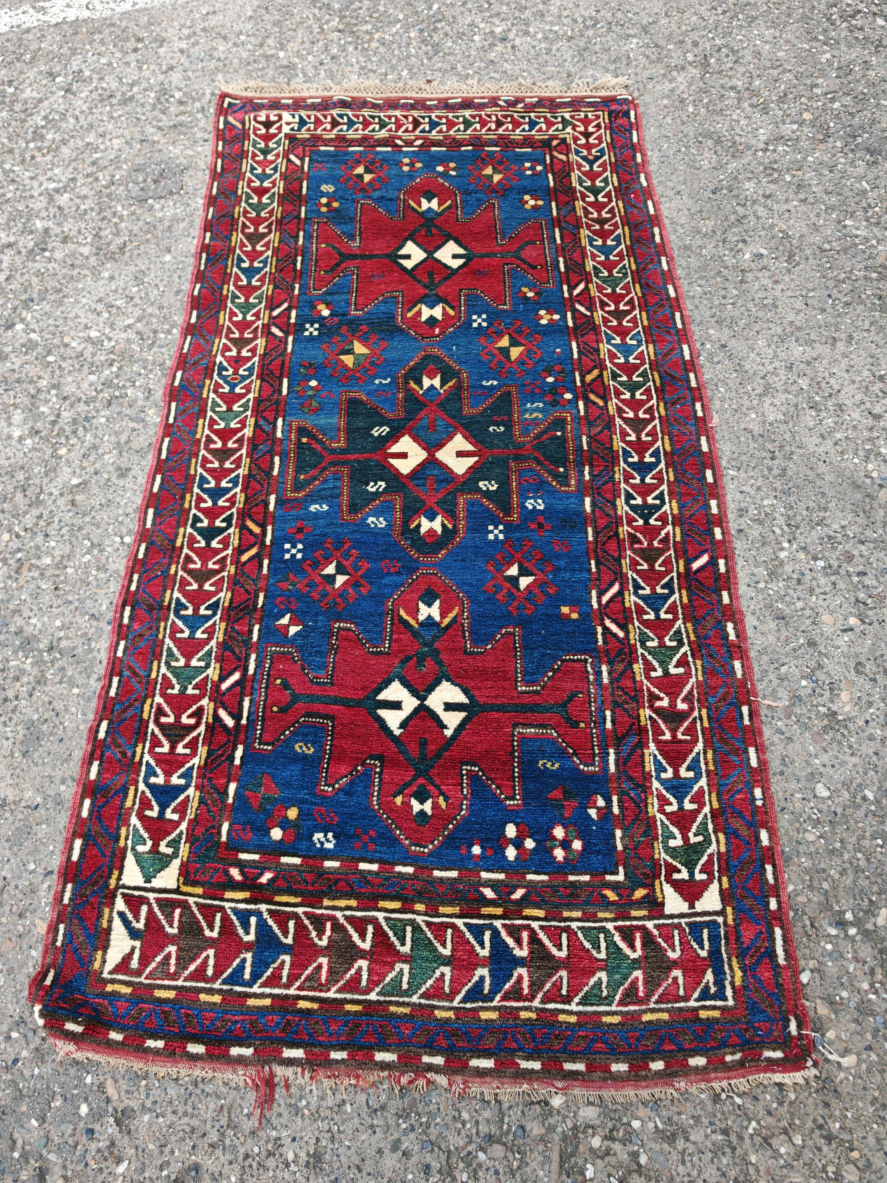 Antique Karabakh carpet, naturally dyed wool, Caucasus 19th century