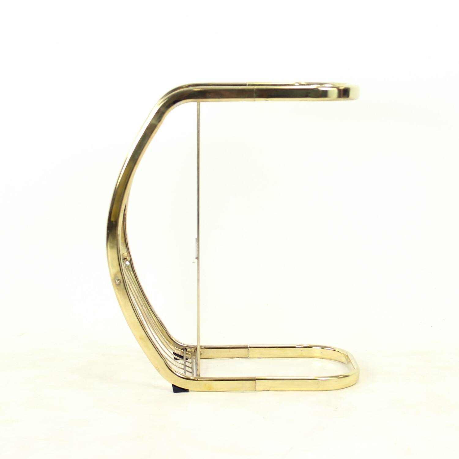 Table d'appoint en laiton et verre, Italie, 1970