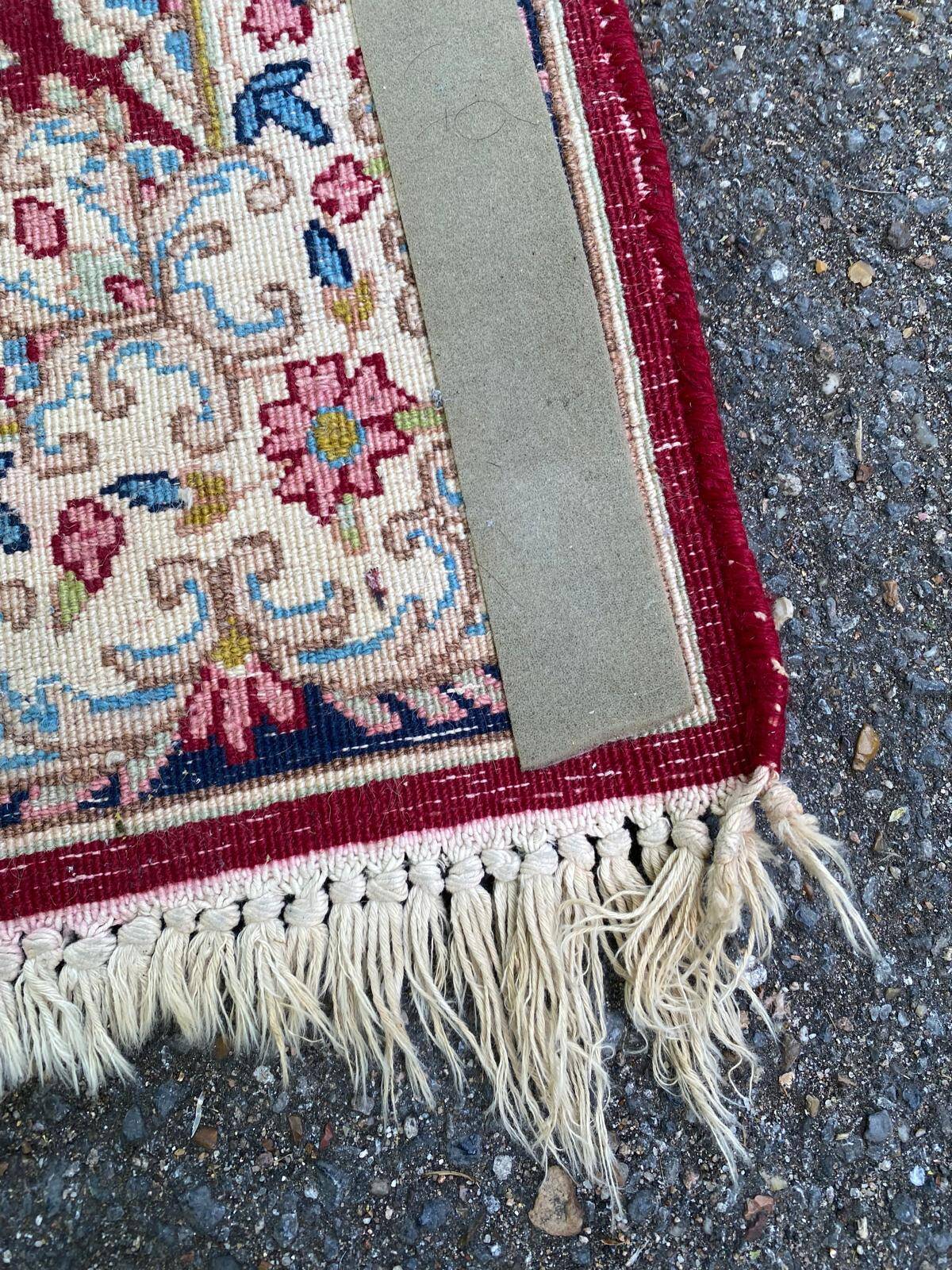 Handmade red Persian wool rug 60x135cm