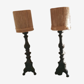 Paire de lampes bougeoirs