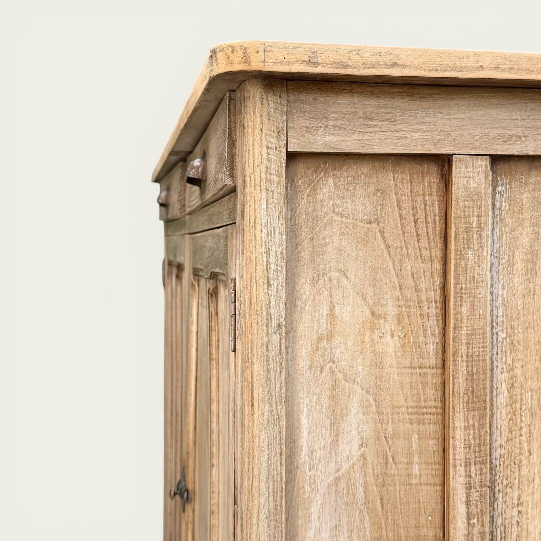 Antique patinated Parisian buffet with shell handles.
