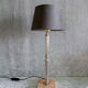 Golden metal lamp with pink marble base