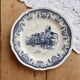 Assiette plate vintage faïence de Gien – Décor bleu romantique