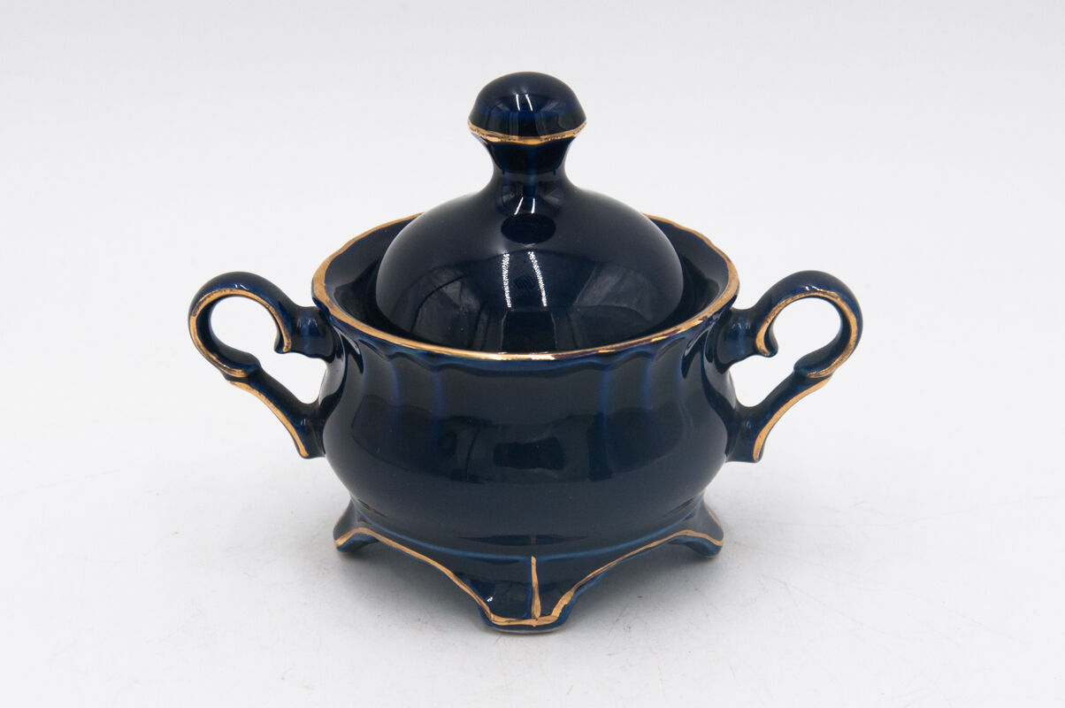 Coffee service, cobalt porcelite, Pruszków, 1960s