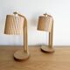 Pair of large Scandinavian lamps in natural wood.