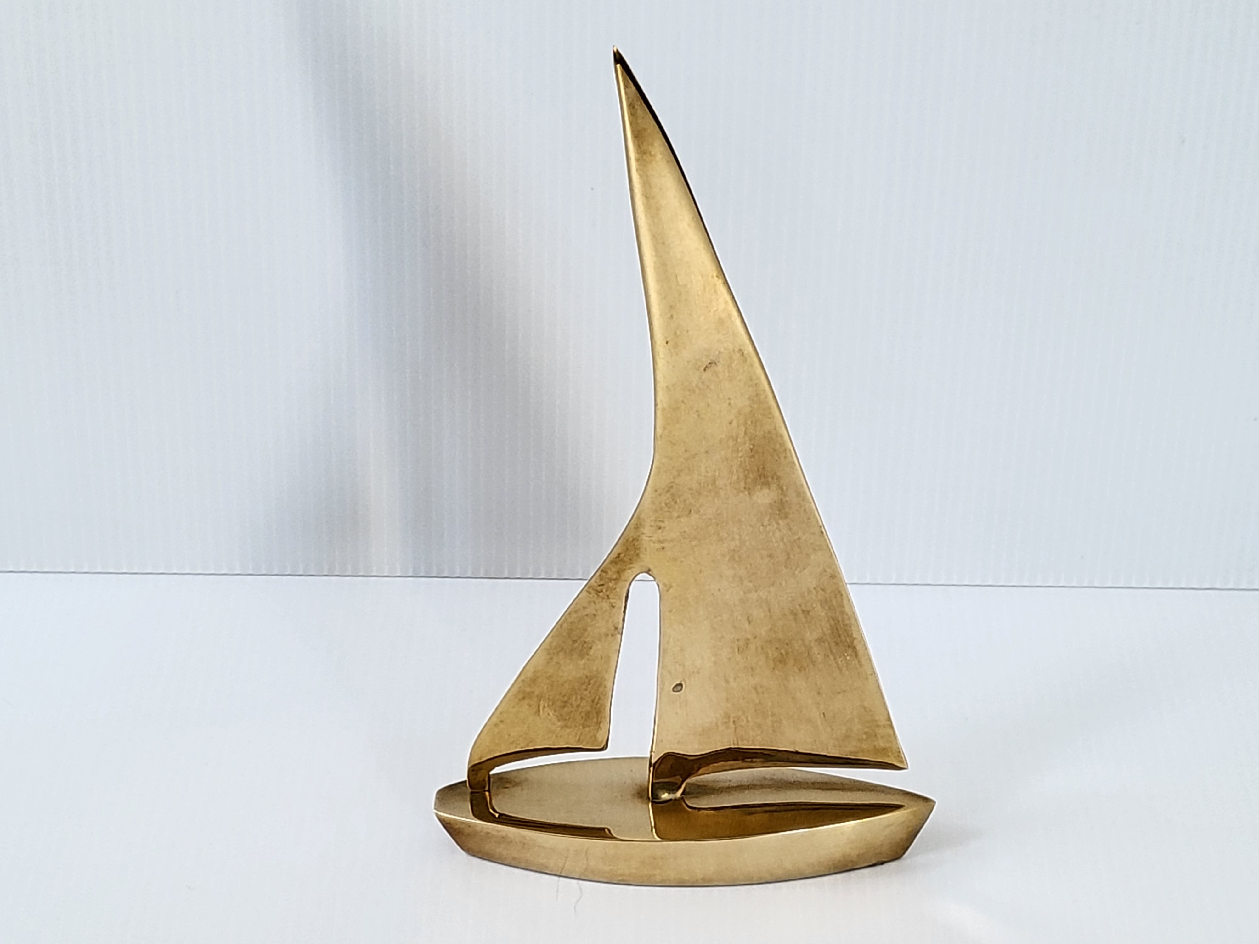 Vintage sailboat 1970 golden brass