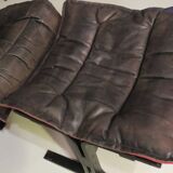 Westnofa patinated leather lounge chair with footrest, Norway 1960s