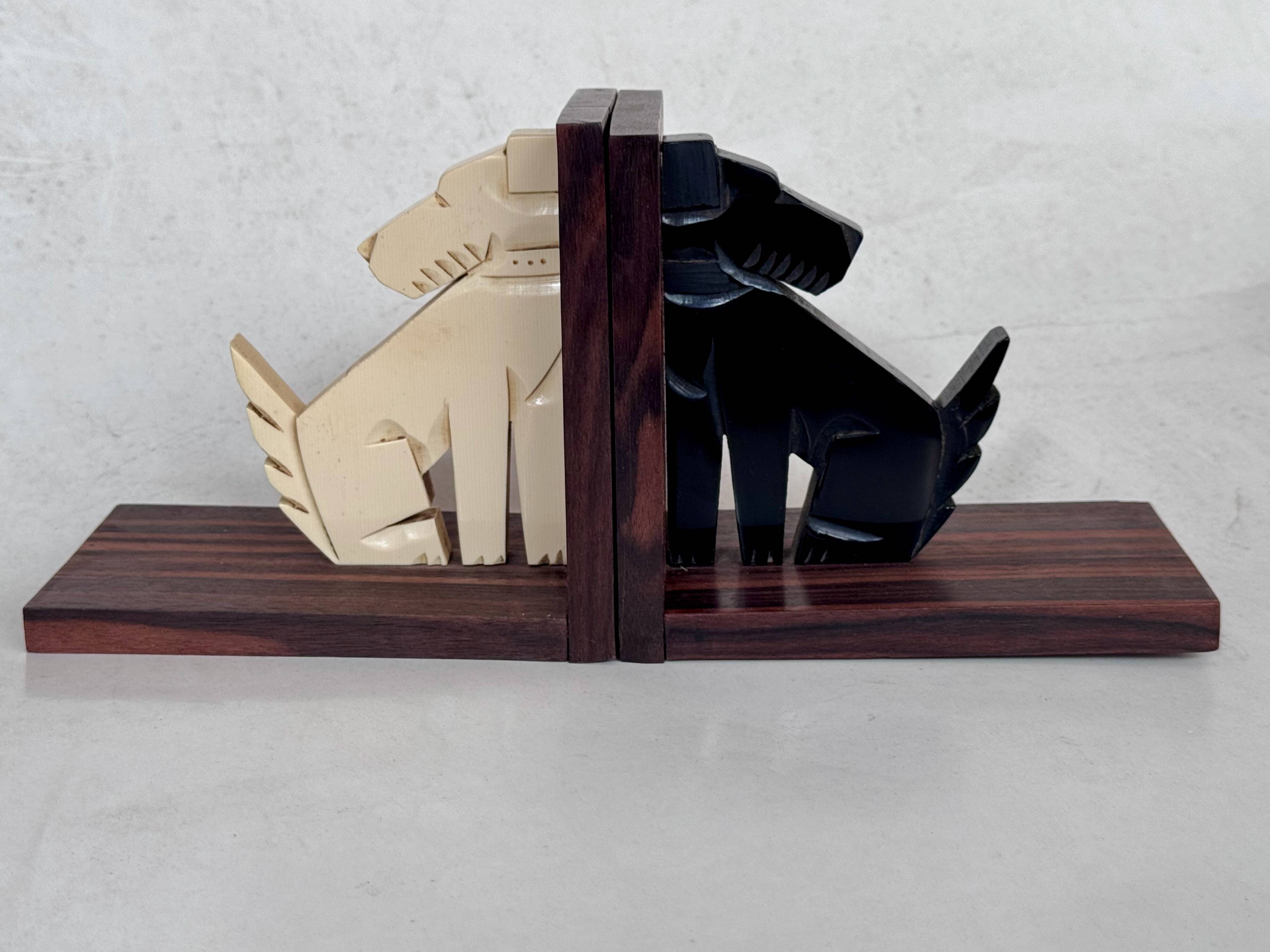 Art Deco bookends in rosewood and Bakelite