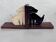 Art Deco bookends in rosewood and Bakelite