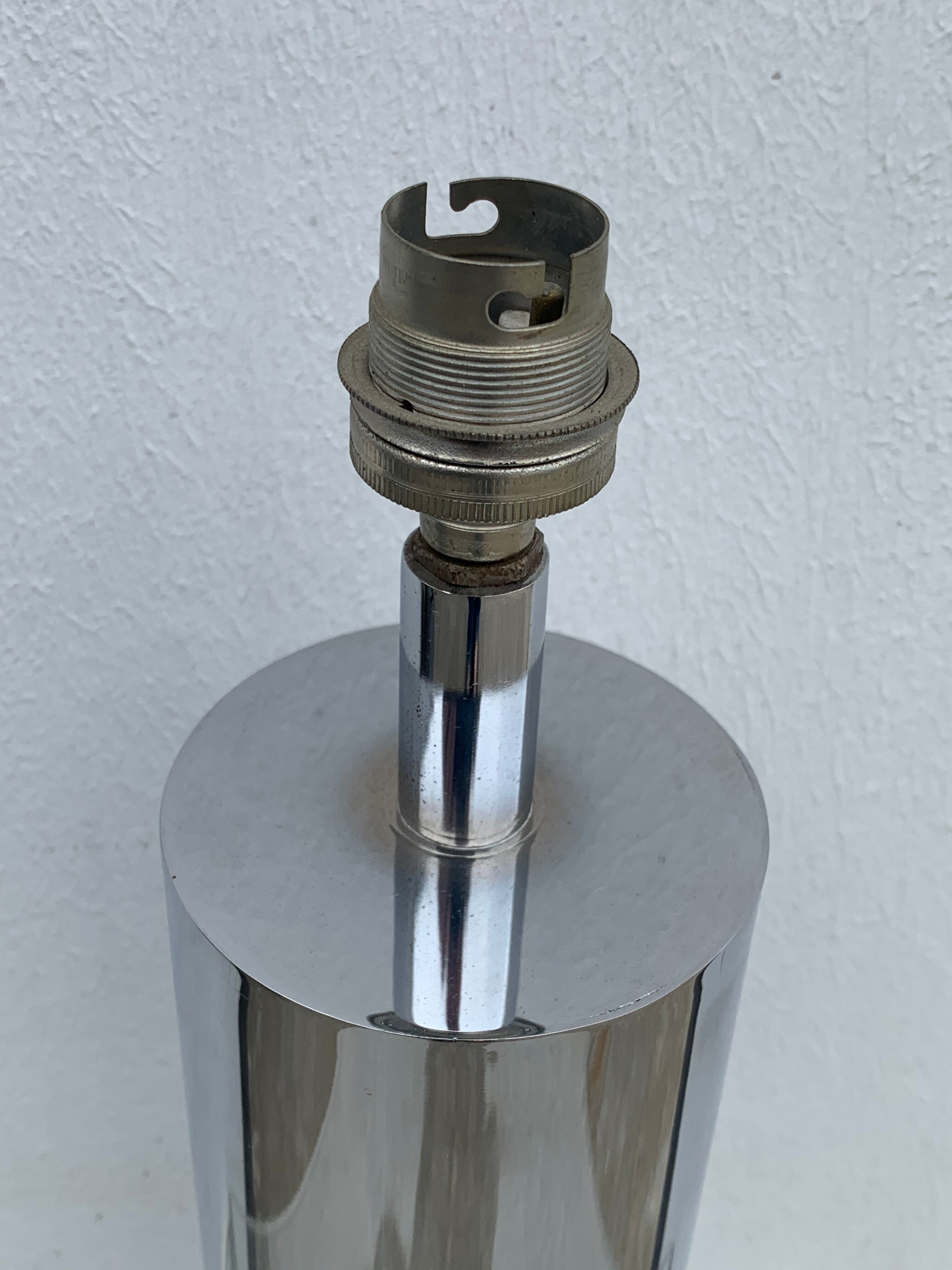 Italian lamp foot Ticino stainless steel cylinder 1970