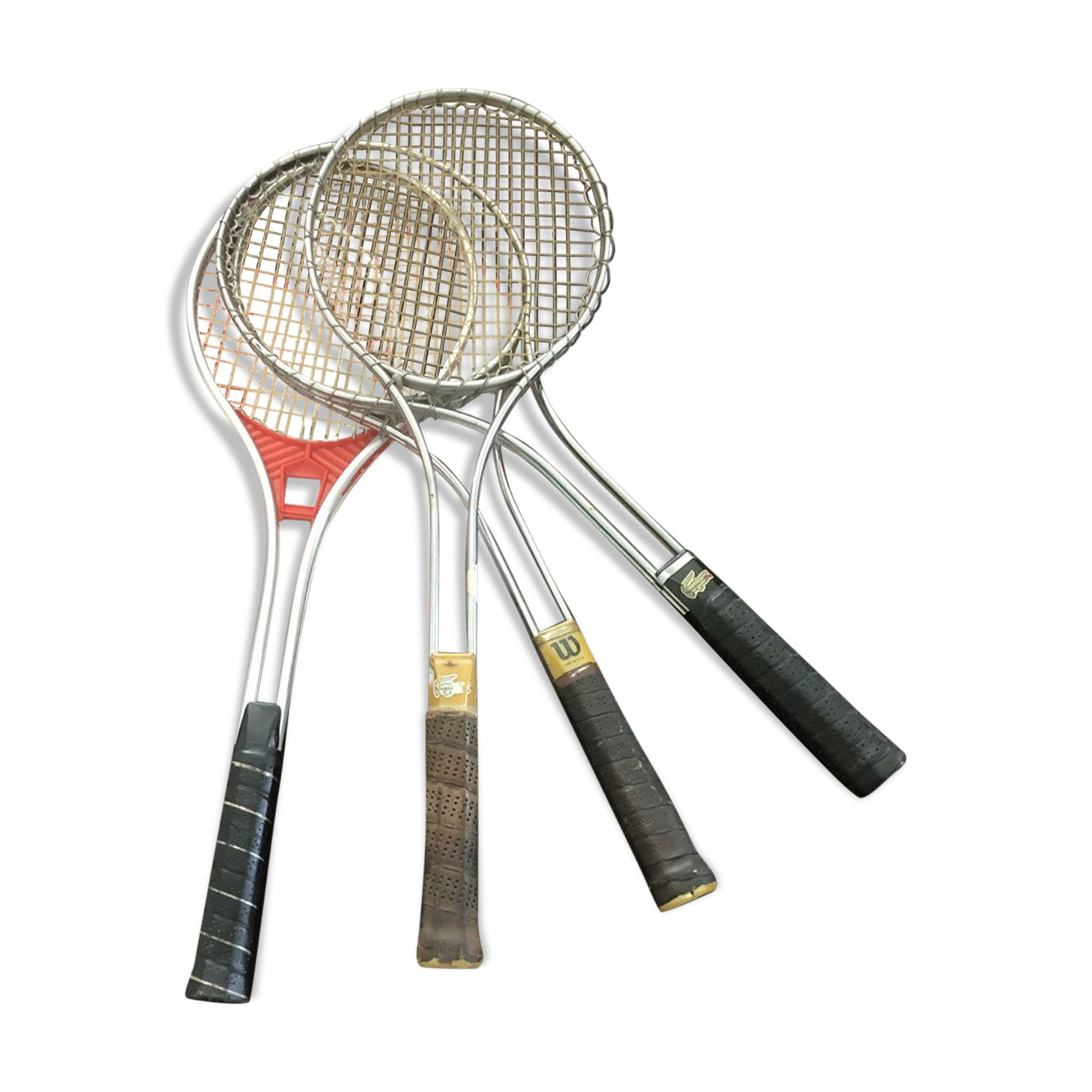 Batch of 4  tennis rackets in vintage alu 80s