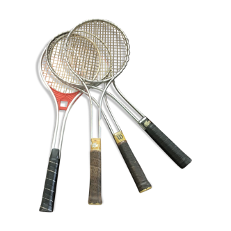Batch of 4  tennis rackets in vintage alu 80s