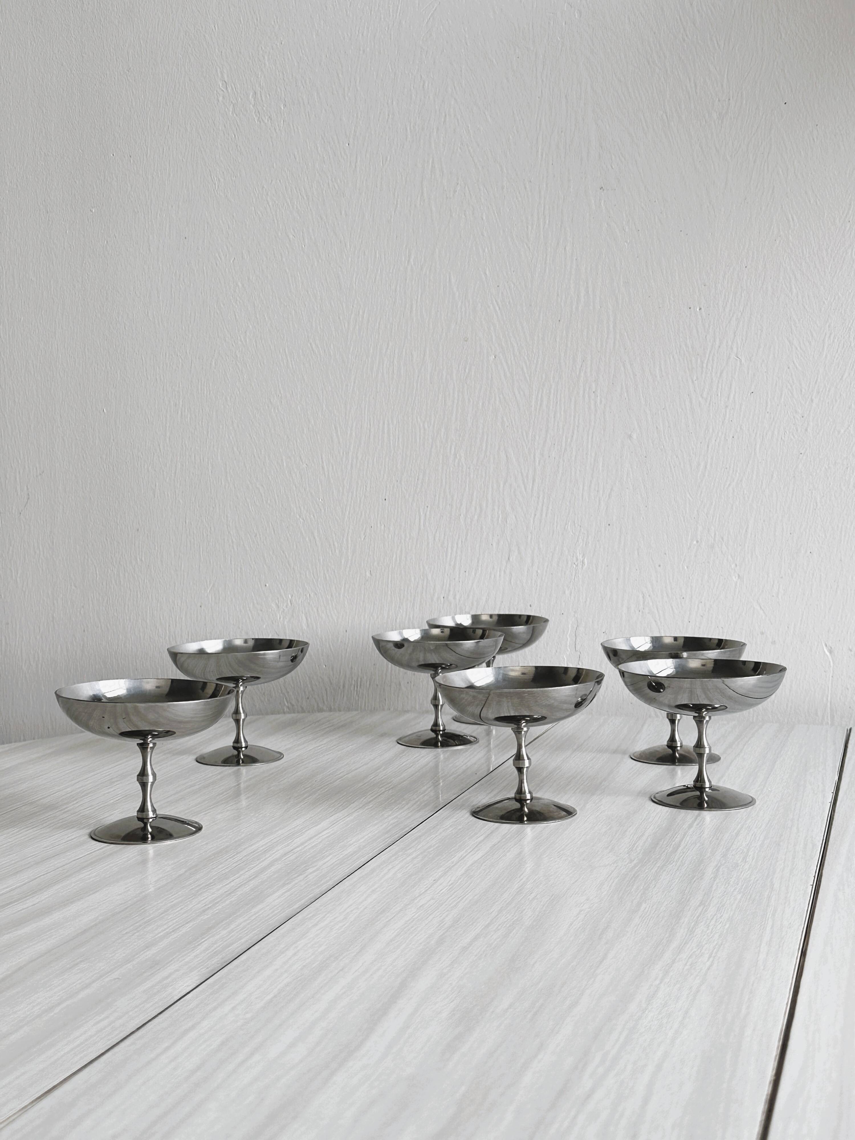 6 stainless steel footed bowls, Letang Remy style
