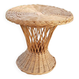 Vintage woven wicker diabolo coffee table
