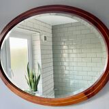 Vintage oval bevelled mirror mahogany frame
