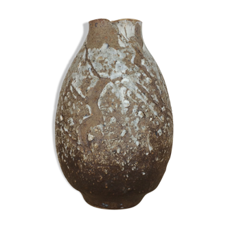 Textured signed sandstone vase