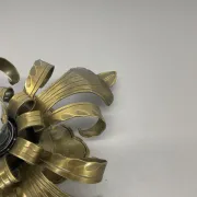 Rare 24 cm Large Theatre Ceiling Light in Gold-Coloured Brass in Florentine Leaf Style, Italy, 1970s