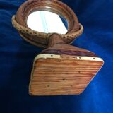 Braided wicker rattan mirror