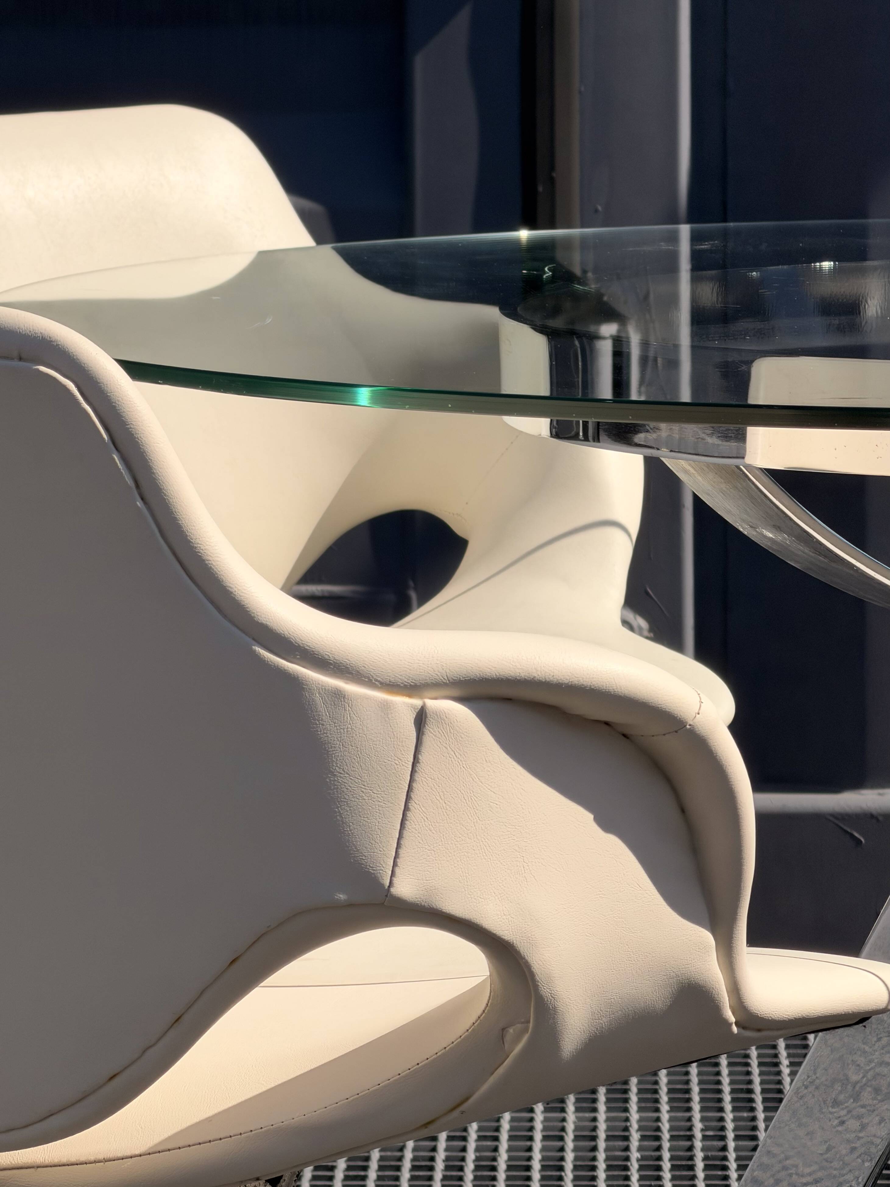 Dining Room Set Scimitar Boris Tabacoff MMM 1970 | Glass and Chrome