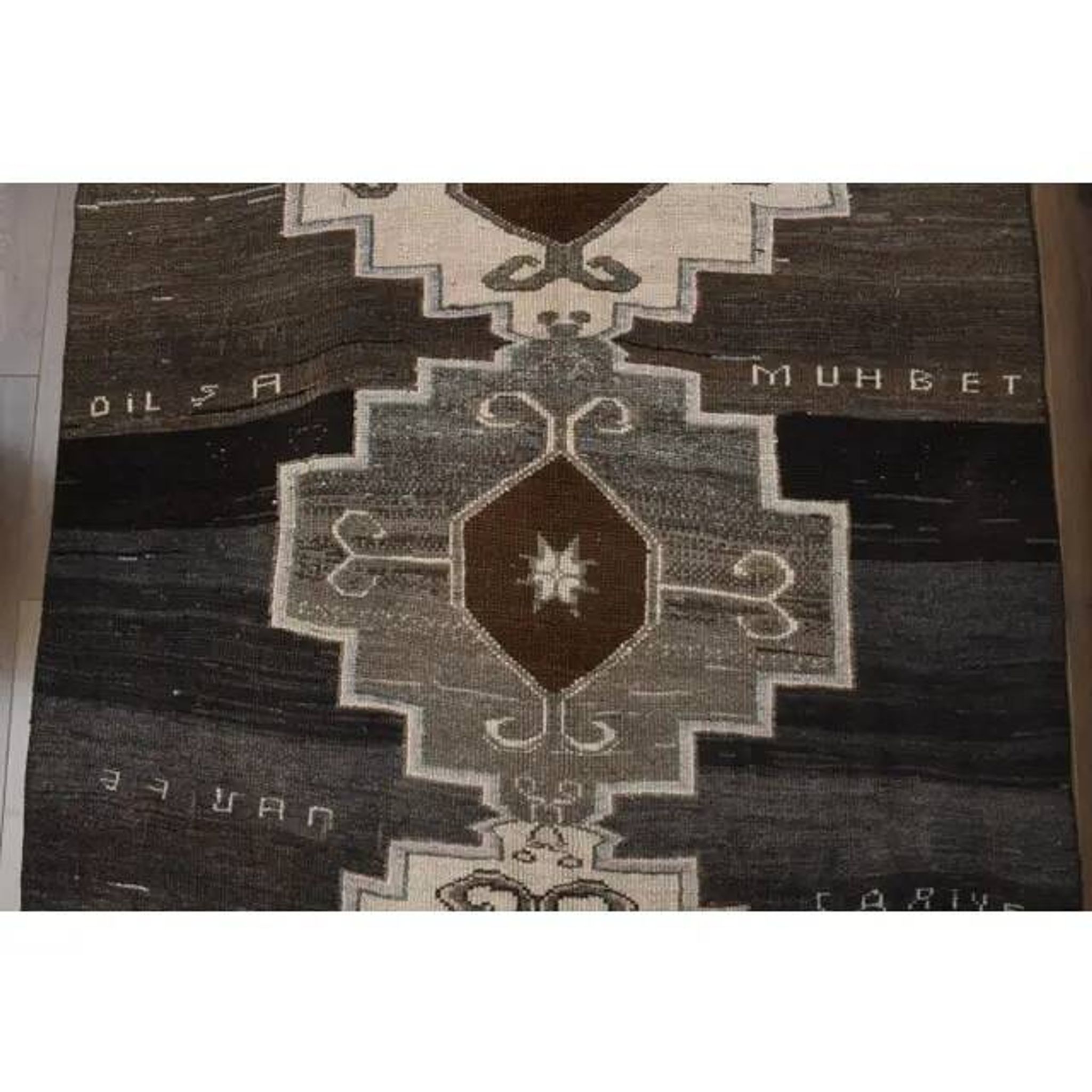1970s Turkish Hand-Knotted Wool Cotton Brown Runner Rug 149x320